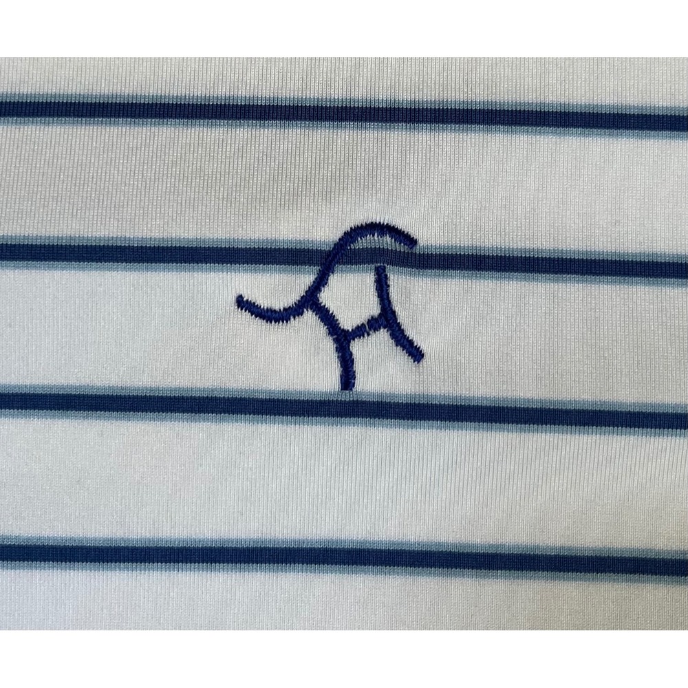 Peter Millar Summer Comfort Mens XXL Polo Shirt White Blue Striped Performance - Picture 5 of 7